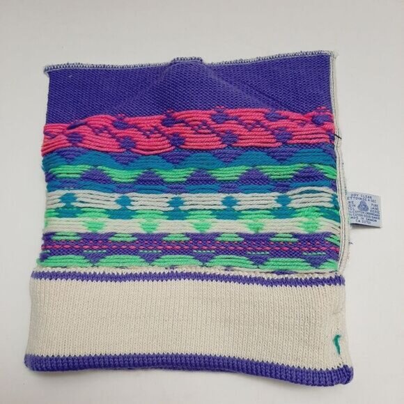 Retro 80's MURRAY MERKLEY 100% Wool Intarsia Geo Pattern Knit Beanie Hat Pom-Pom - Picture 14 of 15